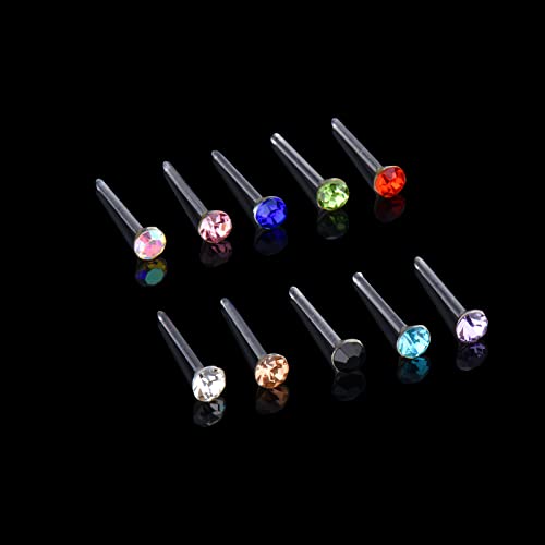 DSOMHZ Plastic Earrings,80pcs Colorful Cubic Zirconia Earrings for Gril, medical grade plastic Post earrings for sensitive ears, 3mm stud earrings for women hypoallergenic - Image 5