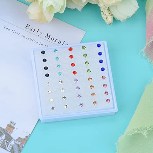 DSOMHZ Plastic Earrings,80pcs Colorful Cubic Zirconia Earrings for Gril, medical grade plastic Post earrings for sensitive ears, 3mm stud earrings for women hypoallergenic - Image 4