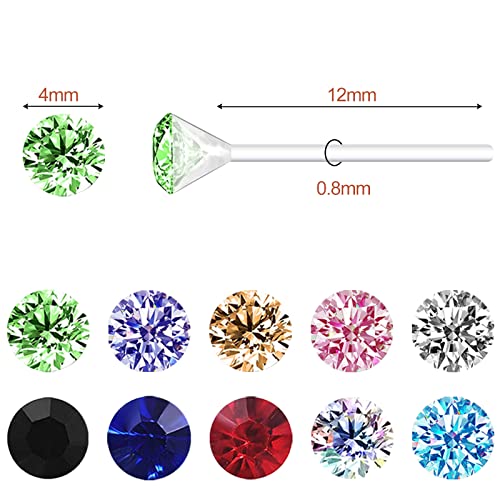 DSOMHZ Plastic Earrings,80pcs Colorful Cubic Zirconia Earrings for Gril, medical grade plastic Post earrings for sensitive ears, 3mm stud earrings for women hypoallergenic - Image 2