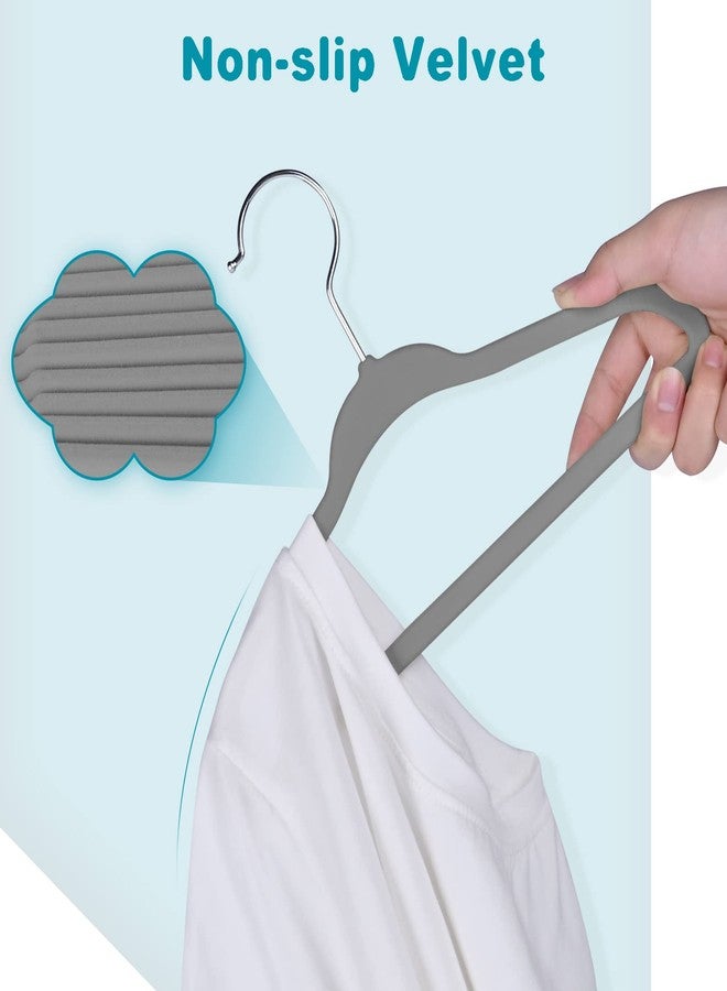 BAGAIL 50 Pack Kids Velvet Hangers 11 Inches Children's Clothes Hangers Non-Slip Baby Hangers for Infant/Toddler (Grey) - Image 4