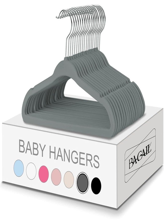 BAGAIL 50 Pack Kids Velvet Hangers 11 Inches Children's Clothes Hangers Non-Slip Baby Hangers for Infant/Toddler (Grey) - Image 1