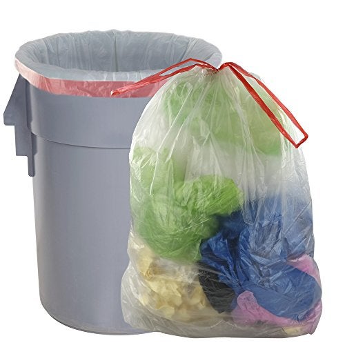 Pekky Clear Drawstring Large Trash Bags, 30 Gallon Garbage Bags, 60 Counts - Image 1