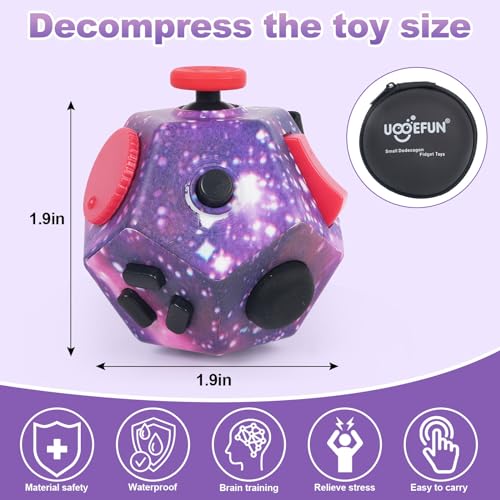 UOOEFUN Fidget Toys Cube Sensory Fidget Toys for Anxiety ADHD Autism Relief Stress with Kids Adults Improve Focus Starry Sky Purple - Image 5