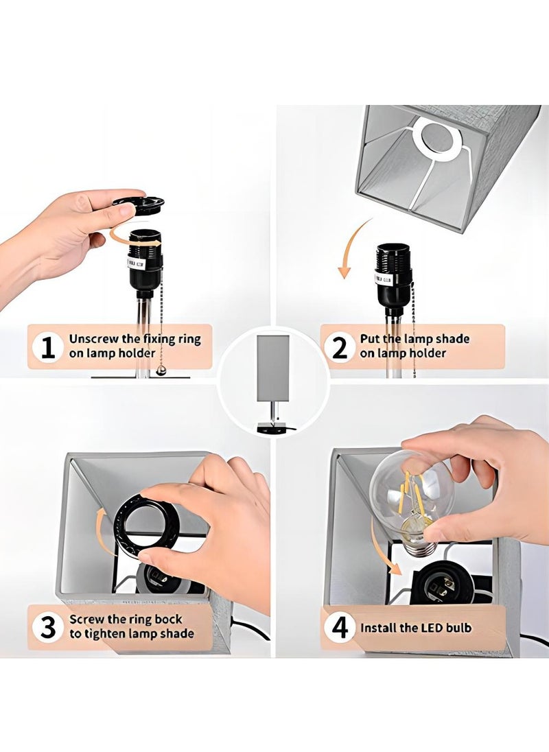 Alruht Table Lamp, Bedside Lamps with 2 USB Charging Ports, Solid Wood Nightstand Lamp with Grey Fabric Shade Perfect for Bedroom, Living Room, Study Room  - Image 3