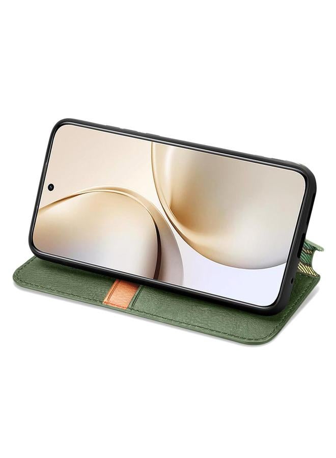 S-TOP Case For Realme 14 Pro+ Cubic Grid Pressed Magnetic Leather Phone Case - Image 4