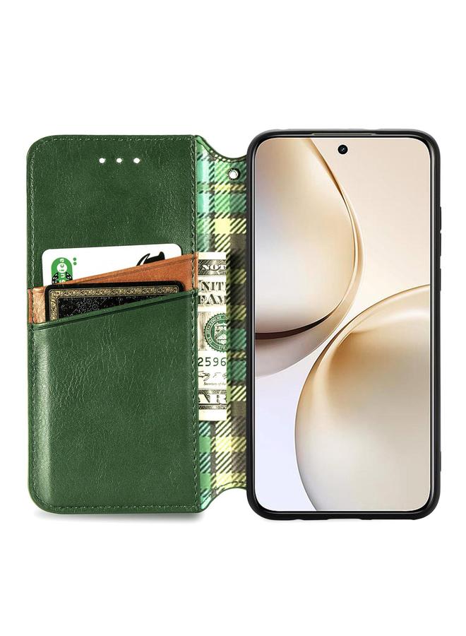 S-TOP Case For Realme 14 Pro+ Cubic Grid Pressed Magnetic Leather Phone Case - Image 3