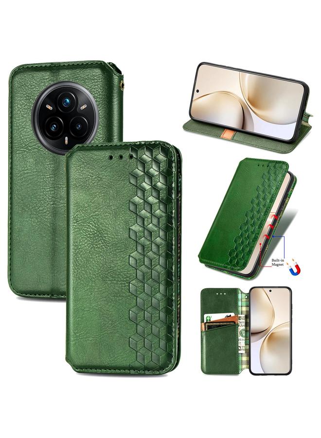 S-TOP Case For Realme 14 Pro+ Cubic Grid Pressed Magnetic Leather Phone Case - Image 1