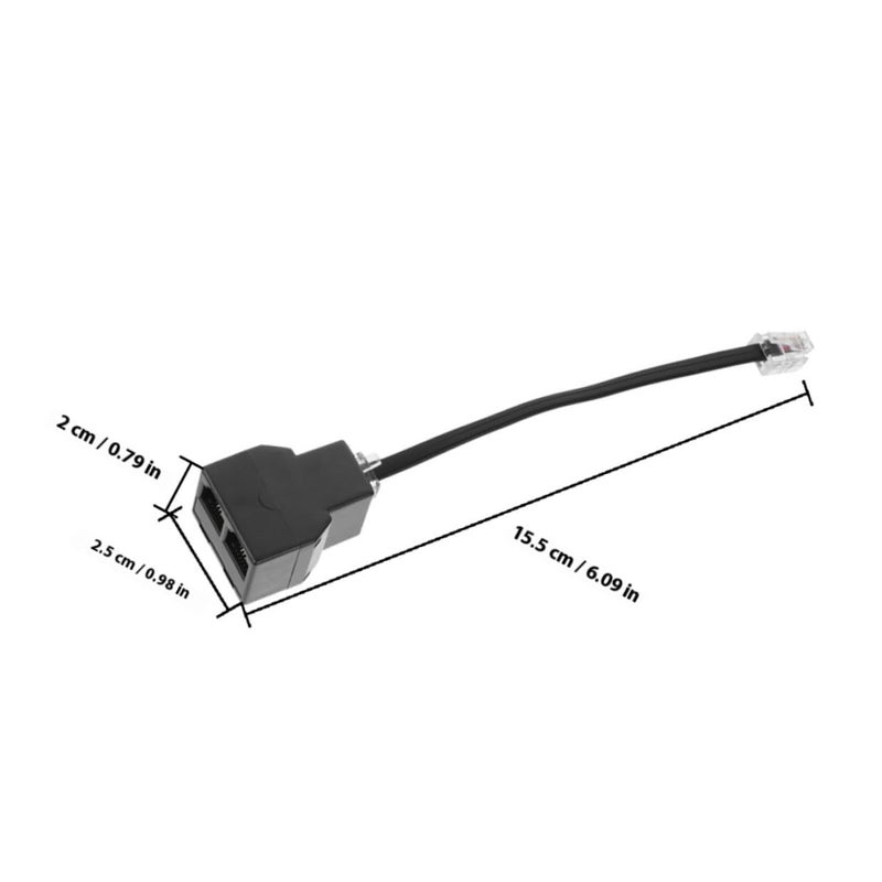 SECFOU 4pcs Rj14 4-core Telephone Cable Adapters with 6p4c Detachable Line for Dual-line Telephones, Rj11 Splitter Converter Cord Compatible with Landline Phone Systems, Black - Image 2