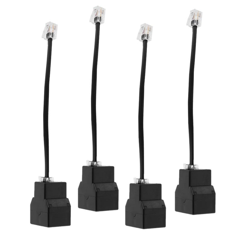 SECFOU 4pcs Rj14 4-core Telephone Cable Adapters with 6p4c Detachable Line for Dual-line Telephones, Rj11 Splitter Converter Cord Compatible with Landline Phone Systems, Black - Image 1
