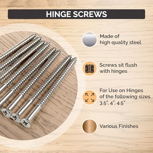 Hinge Outlet Wood Screws, Heavy-Duty Screws for Doors, Cabinets, Furniture & DIY Projects (Stainless Steel,9 X 3 Inch, 24 Pack) - Image 2
