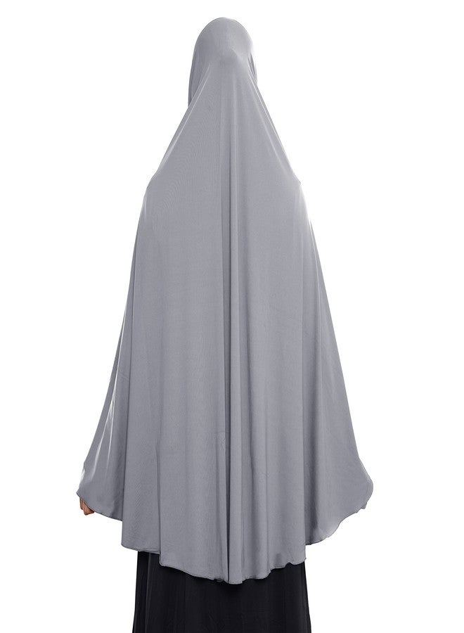 XINFU Women's High Stretch Hijab Muslim Arabian Long Milk Silk Purity Color Chiffon Hijab, Gray, Medium - Image 5