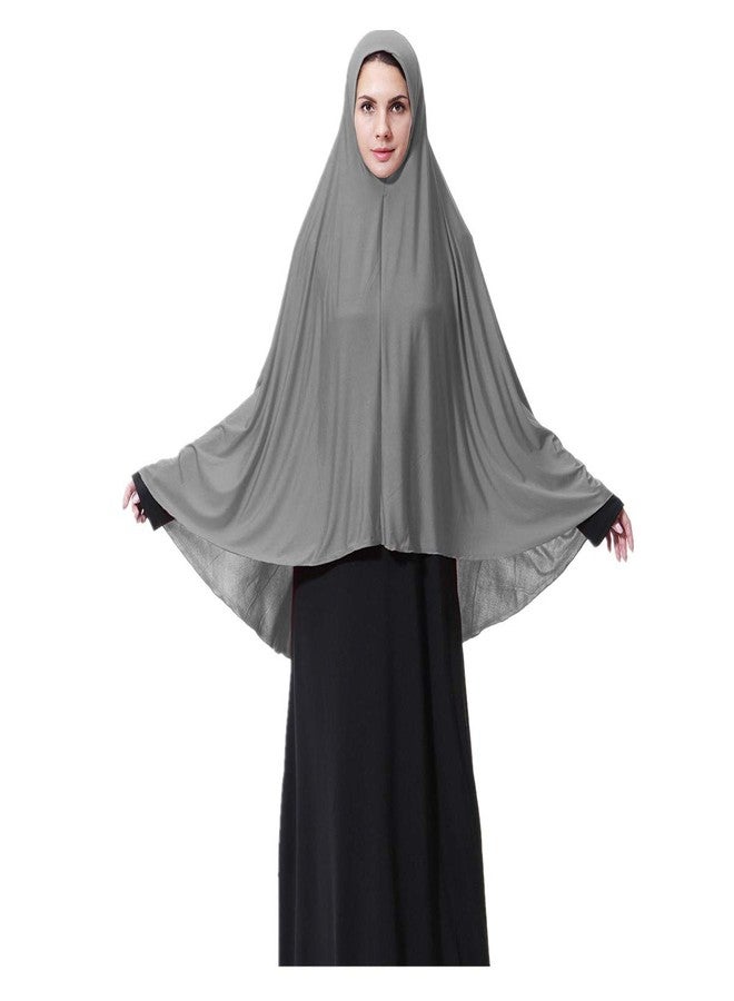XINFU Women's High Stretch Hijab Muslim Arabian Long Milk Silk Purity Color Chiffon Hijab, Gray, Medium - Image 1