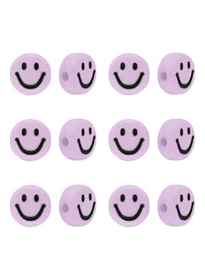 سوار خرز مبتسم أرجواني 90 قطعة 7 ملم إيموجي - Image 1