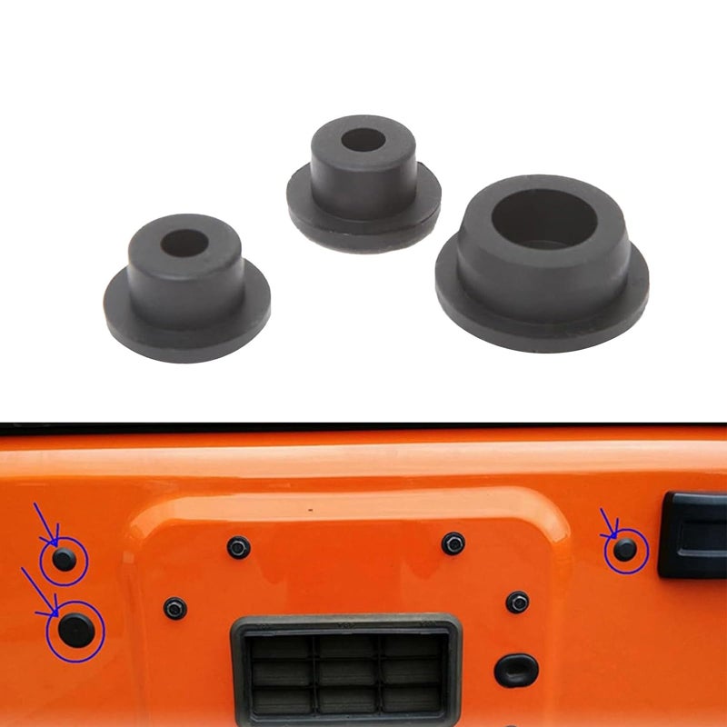 UGSHY Pack of 3 Rear Tailgate Plug Spare Tire Delete Hole Fill Tailgate Rubber Plug Compatible with Jeep Wrangler Black - Image 3