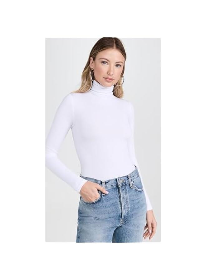 Long-Sleeve Turtleneck Bodysuit with Shiny Finish and Seamless Cotton Blend Interior for Women in Colorado  - Image 2