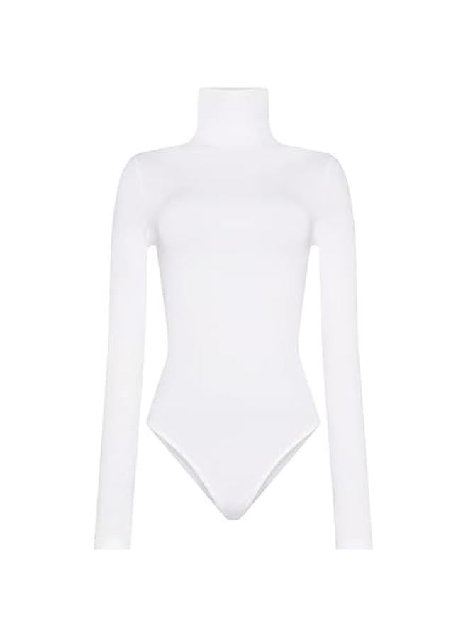 Long-Sleeve Turtleneck Bodysuit with Shiny Finish and Seamless Cotton Blend Interior for Women in Colorado  - Image 5