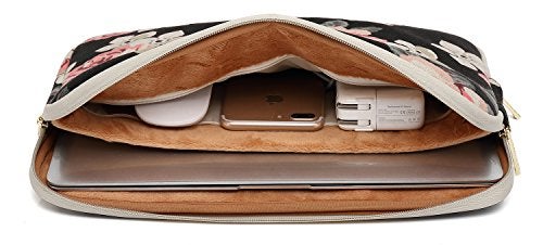KAYOND Black Rose Patten Canvas Water-Resistant 13.3 Inch Laptop Sleeve - Image 4