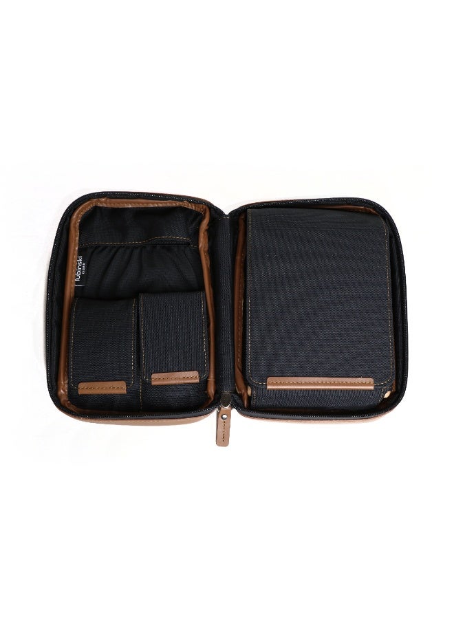 Lubinski Travel Storage Case with Cedar Wood Lining, Leather Exterior, Includes Cutter and Lighter (No Gas), Fits 5 Units  - Image 4