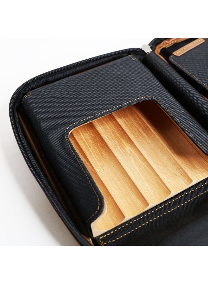 Lubinski Travel Storage Case with Cedar Wood Lining, Leather Exterior, Includes Cutter and Lighter (No Gas), Fits 5 Units  - Image 3