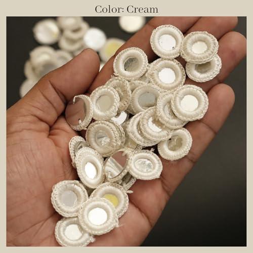 Embroiderymaterial Crochet Rings for Embroidery and Craft Purpose | Mirror Work Embellishments for DIY, Sewing, Decorative Projects Cream Color, 100 Pieces, 18MM - Image 5