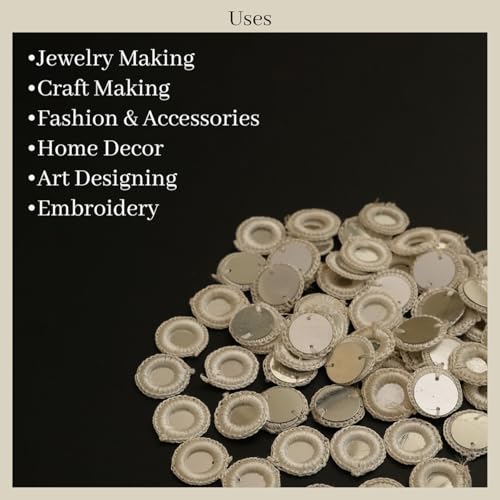 Embroiderymaterial Crochet Rings for Embroidery and Craft Purpose | Mirror Work Embellishments for DIY, Sewing, Decorative Projects Cream Color, 100 Pieces, 18MM - Image 3
