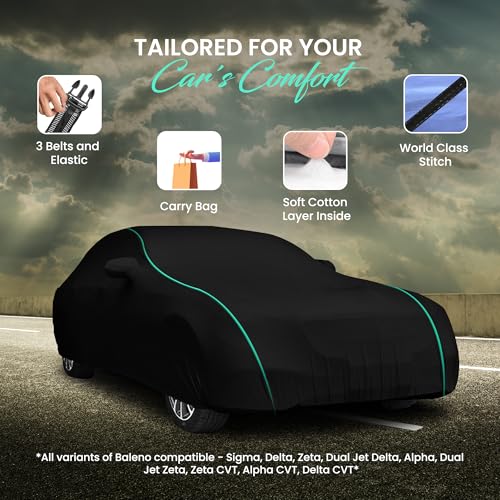 Autofy Car Cover Waterproof Glory-Piping for Maruti Baleno [Year 2015 Onwards] - Baleno Car Cover Dust & UV Protection Baleno Car Body Cover with Mirror Pocket Soft Cotton Lining - Image 2