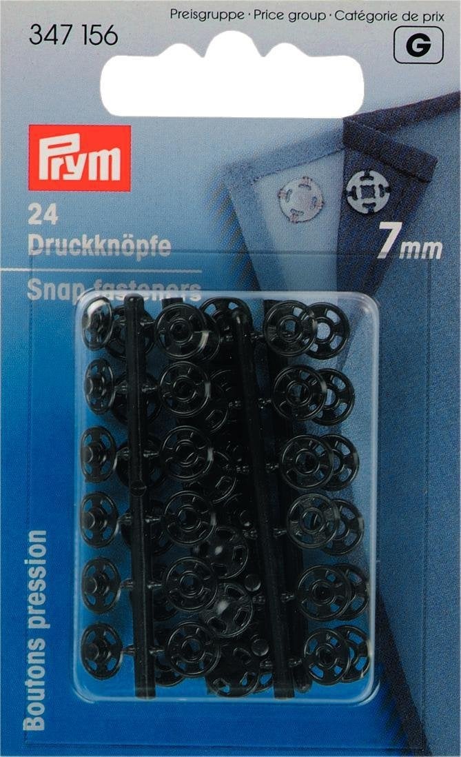 Prym 347156 Sewon snap Fasteners Plastic Size 7mm Black Pieces Polyester 7 mm Schwarz 24 Stck