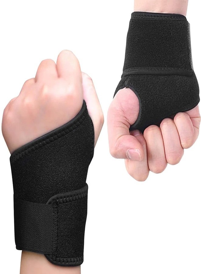 Leeonz 2 Pack Adjustable Sport Wrist Brace, Wrist Support, Wrist Wrap, Hand Support, Carpal Tunnel Brace for Fitness, Arthritis & Tendinitis Pain Relief - Suitable for Both Right and Left Hands(Black) - Image 1