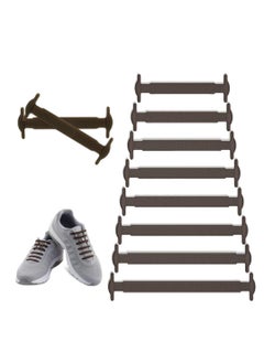 No Tie Shoelaces for Kids and Adults, Stretch Silicone Elastic Shoe Laces, Lazy Quick Tie Tieless Waterproof Wash-free Shoe Laces for Sneakers Running Shoe Boots Board and Casual Shoes, Adult-Brown