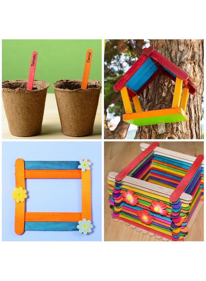 60 Pieces Jumbo Colored Popsicle Sticks, 8 Inch Natural Colored Wooden Craft Sticks, Multi-Purpose Rainbow Ice Cream Sticks for DIY Classroom Crafts, Home Art Projects and Plant Labels
