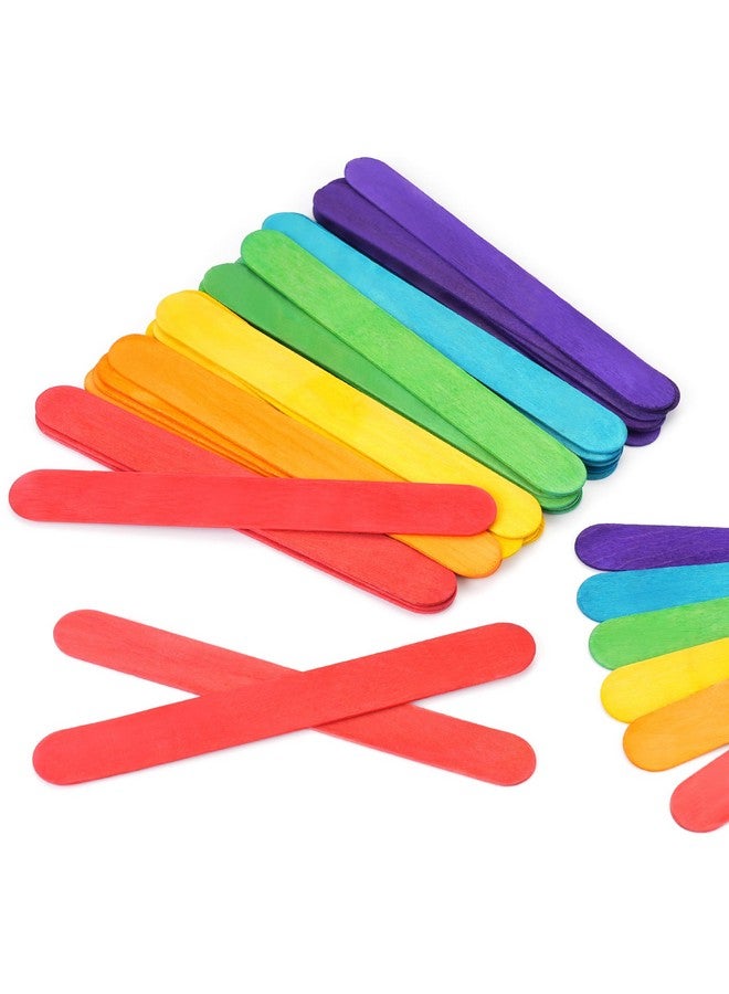 60 Pieces Jumbo Colored Popsicle Sticks, 8 Inch Natural Colored Wooden Craft Sticks, Multi-Purpose Rainbow Ice Cream Sticks for DIY Classroom Crafts, Home Art Projects and Plant Labels