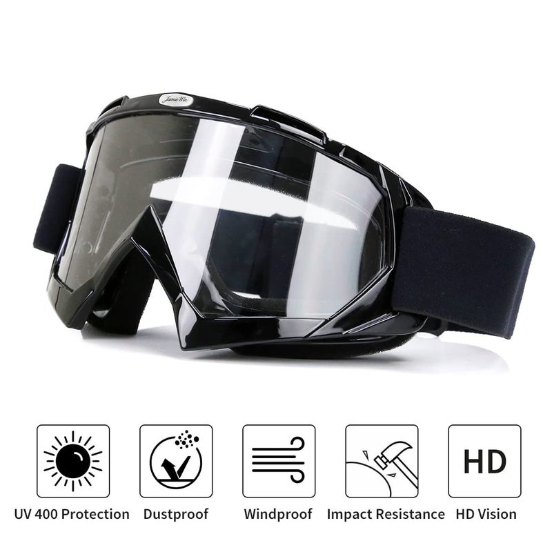 JAMIEWIN ATV Dirt Bike Motorcycle UTV MX OTG Offroad Goggles Clear Lens Anti UV Dustproof Anti Fog Racing Skiing Goggles for Men, Women, Youth and Kids - Image 3