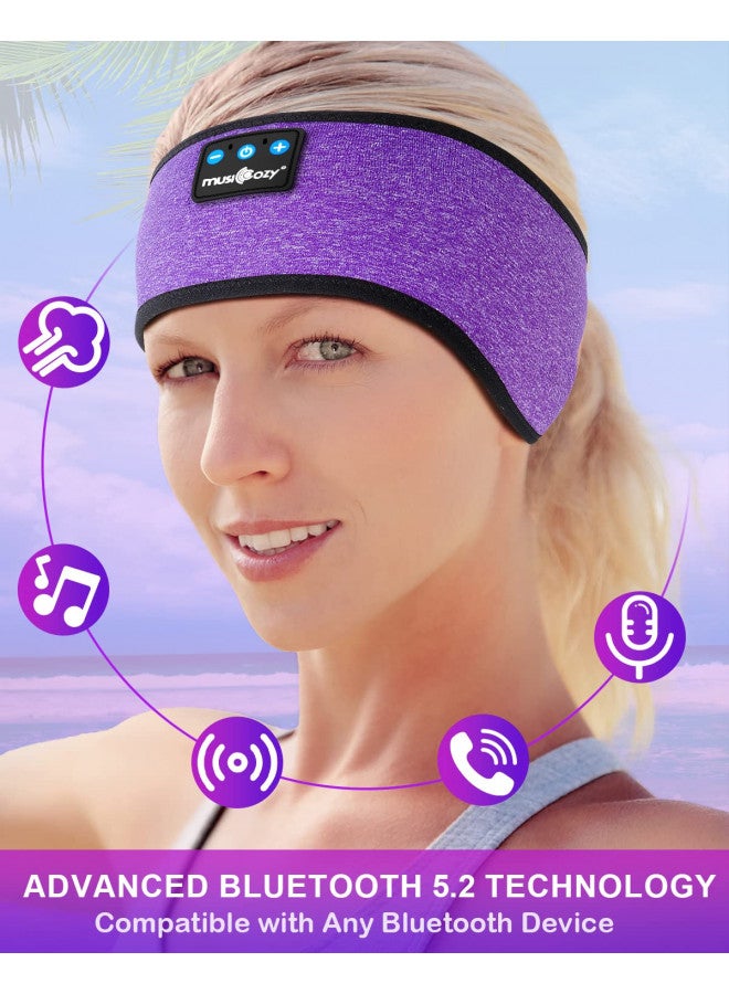 MUSICOZY MUSICOZY Sleep Headphones Wireless, Bluetooth Headband Sports Sleeping Headphones Sleep Mask Earbuds Breathable Music Headband with Bluetooth 5.2, Perfect for Workout Running, Grape Purple  - Image 2