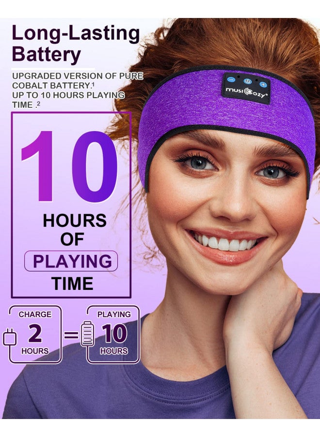 MUSICOZY MUSICOZY Sleep Headphones Wireless, Bluetooth Headband Sports Sleeping Headphones Sleep Mask Earbuds Breathable Music Headband with Bluetooth 5.2, Perfect for Workout Running, Grape Purple  - Image 1