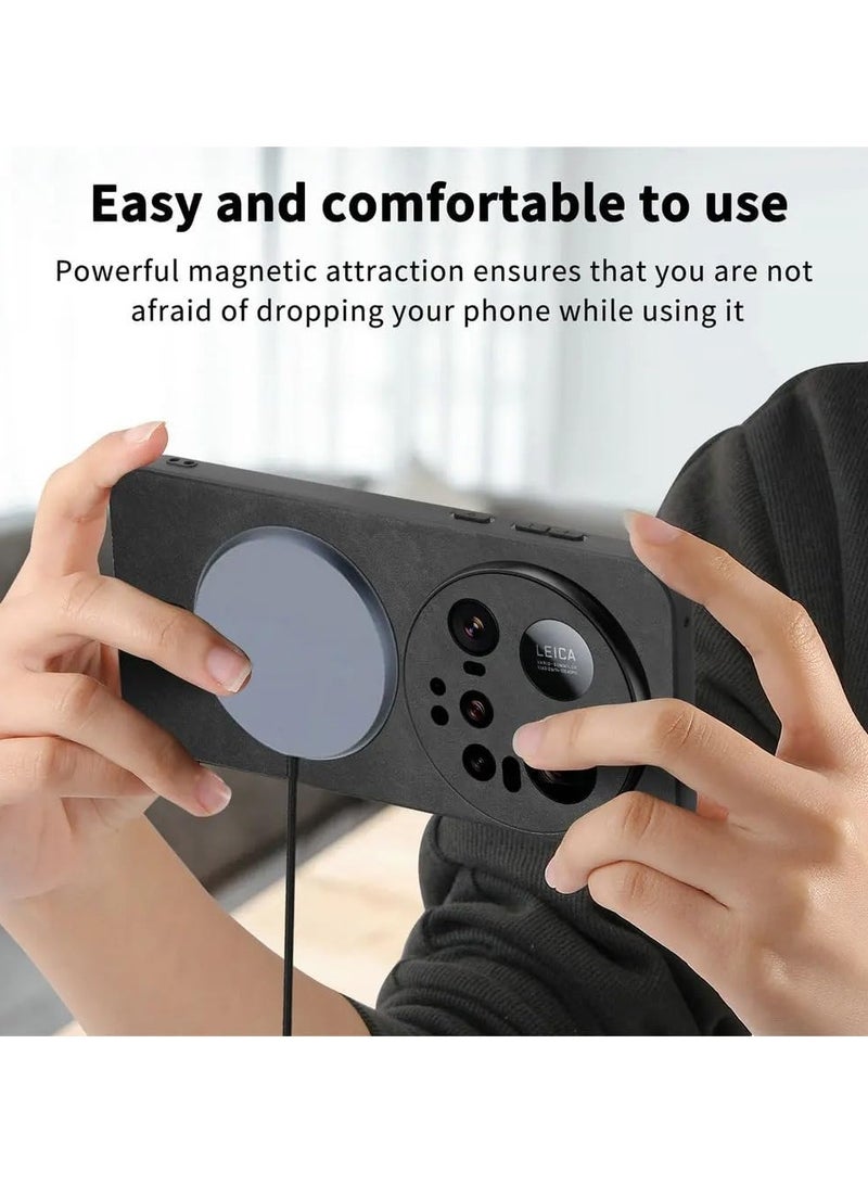 عام "غطاء جلد فاخر لهاتف Xiaomi 15 Ultra 5G - [متوافق مع Mag-Safe]، تصميم رفيع جدًا مقاوم للصدمات، مزيج من الجلد وTPU للحماية الفائقة" - Image 2