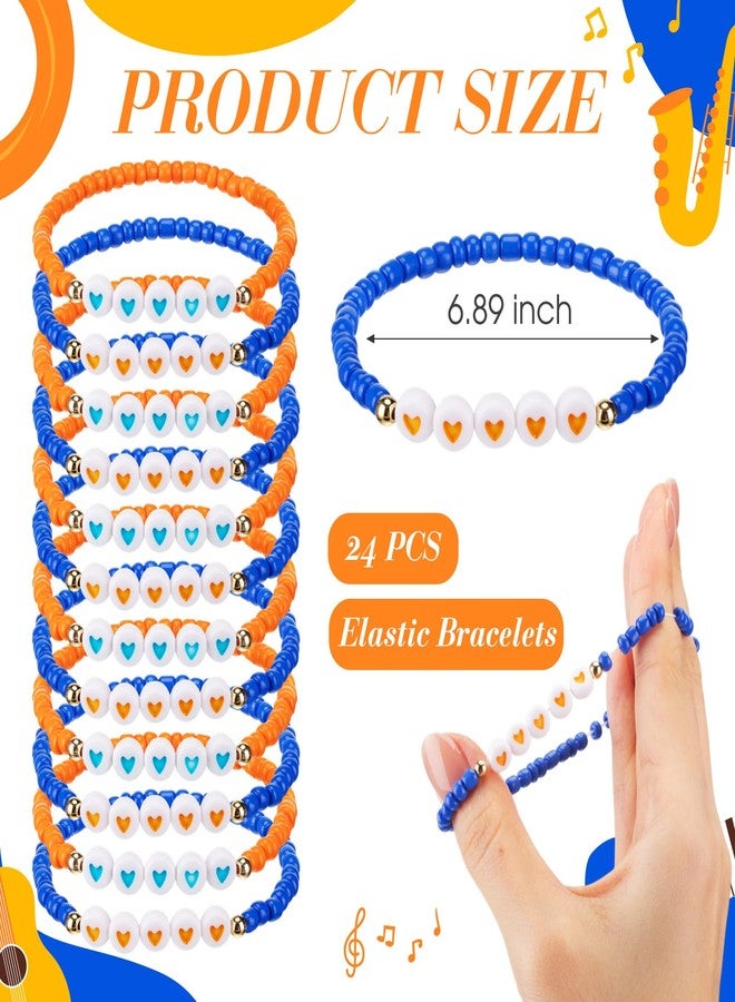 Quelay 24 Pcs Love Heart Friendship Bracelets Popular Singer Concert Fans Accessories Blue Orange Color Bead Bracelets for Fans Friendship Party Birthday Decorations (Orange, Blue,Heart) - Image 2
