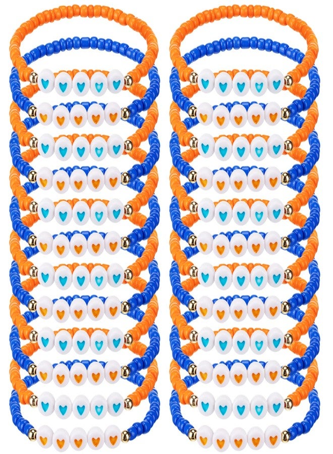 Quelay 24 Pcs Love Heart Friendship Bracelets Popular Singer Concert Fans Accessories Blue Orange Color Bead Bracelets for Fans Friendship Party Birthday Decorations (Orange, Blue,Heart) - Image 1