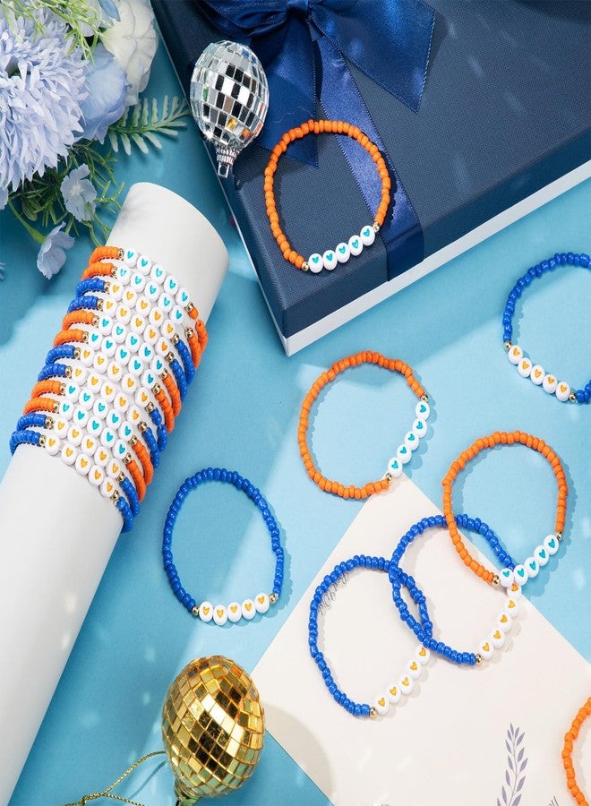 Quelay 24 Pcs Love Heart Friendship Bracelets Popular Singer Concert Fans Accessories Blue Orange Color Bead Bracelets for Fans Friendship Party Birthday Decorations (Orange, Blue,Heart) - Image 3