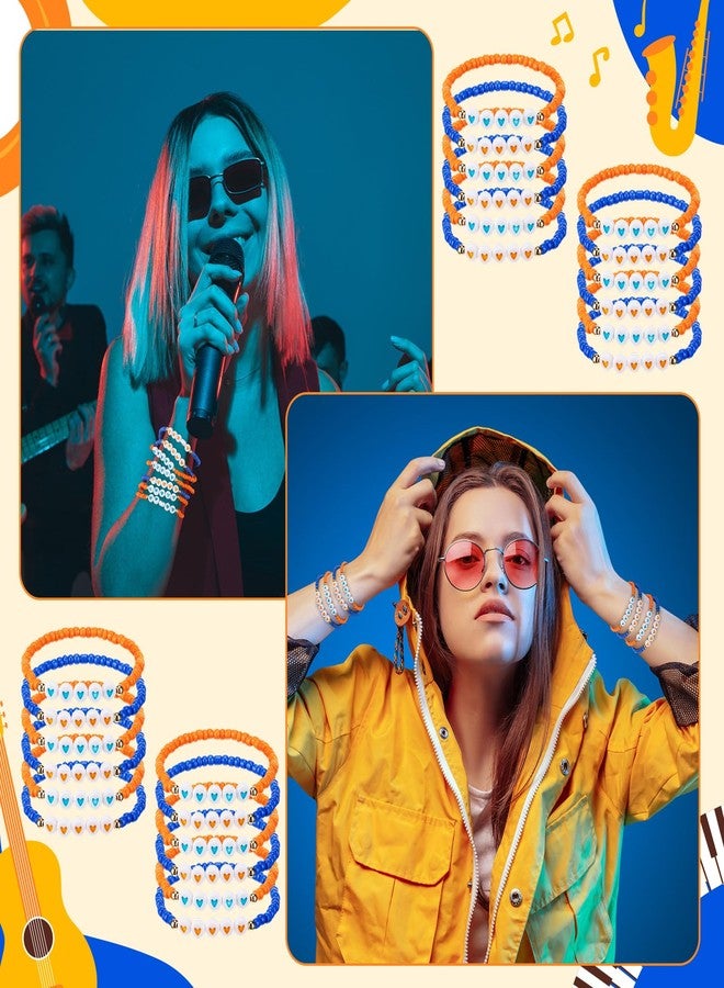Quelay 24 Pcs Love Heart Friendship Bracelets Popular Singer Concert Fans Accessories Blue Orange Color Bead Bracelets for Fans Friendship Party Birthday Decorations (Orange, Blue,Heart) - Image 4