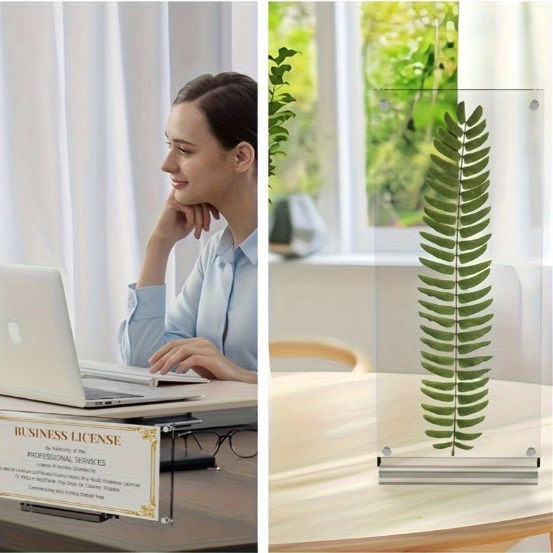قطعتان من إطارات صور أكريليك كبيرة مقاس 10×4 بوصة، إطارات عرض بانورامية للطاولة، حوامل مغناطيسية شفافة قائمة بذاتها، عرض مزدوج الجوانب بزاويتين - Image 3