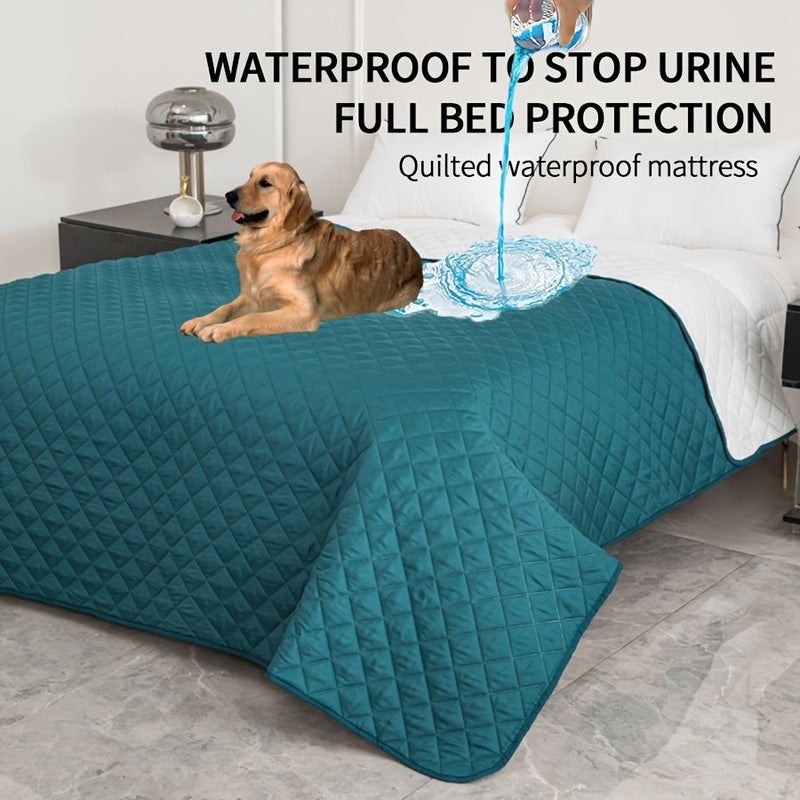 1pc Washable Bed Cover Dark Green Full Size Super Soft Mattress Protector For Beds And Sofas - Image 1