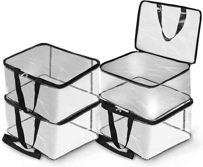 4 PCS27 L MULTIPURPOSE TRANSPARENT BAG FOR STORAGE CLOTHESSTORAGE CONTAINERS FOR CLOTHESCLOTH ORGANISERS STORAGE BOX FOR WARDROBEPACKING BAGS FOR CLOTHES4 PIECES PLASTICTRANSPERENT