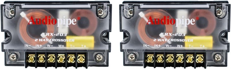 Audiopipe 300 Watts 2 Way Crossover - (2 Pack) Passive Car Audio Speaker Tweeter Mids and Highs CRX-203 - Image 1