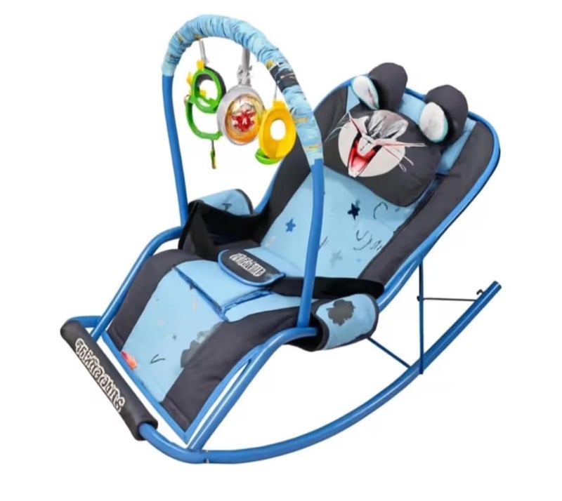 Baby Bouncer with Safety Belt and Toy Set (Navy) - Image 1