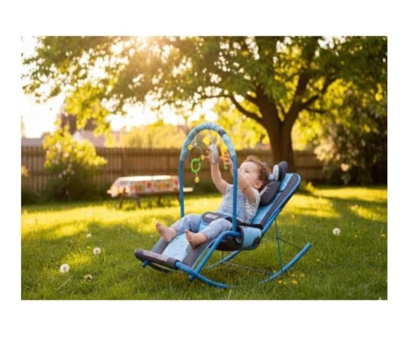 Baby Bouncer with Safety Belt and Toy Set (Navy) - Image 5
