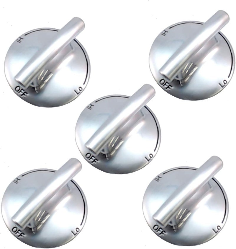 MattKnobs AP5668987 PS2375871 7733P410-60, Surface Burner Knobs Chrome Plated Plastic Ring with Nonslip Grip, Replacement Knobs, Control Knobs, Compatible with Maytag, Magic Chef, Jenn Air,etc (5 pack) - Image 1