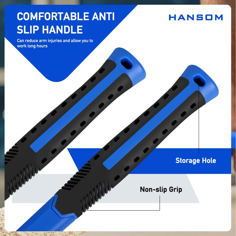 HANSOM 5-Pack Hammer Set,Rubber Mallet 32oz, Double-Faced Mallet 22oz,16oz Claw Hammer,16oz Ball Peen Hammer,3lb Sledge Hammer,Ergonomic Handle - Image 5