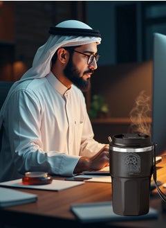 ZAHA Insulated Travel Coffee Mug, Stainless Steel Thermos Cup with Strap, Palm Tree Pattern, 480ml  - Image 3
