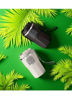 ZAHA Insulated Travel Coffee Mug, Stainless Steel Thermos Cup with Strap, Palm Tree Pattern, 480ml  - Image 2