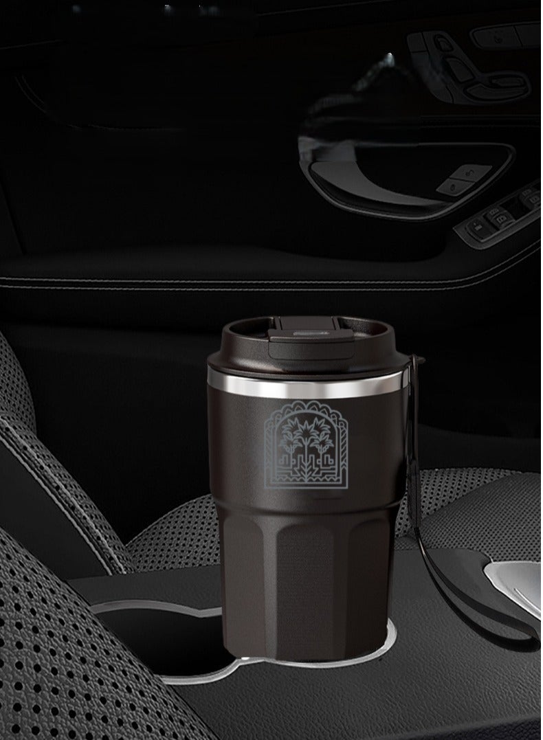 Insulated Travel Coffee Mug, Stainless Steel Thermos Cup with Strap, 480ml, Noon express - Image 2